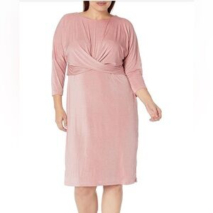 NWT London Times Women's Petite Size 3/4 Sleeve Criss Cross Waist Dress